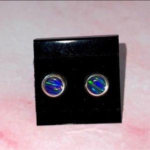 Vintage round multicolored sterling silver stud Earrings